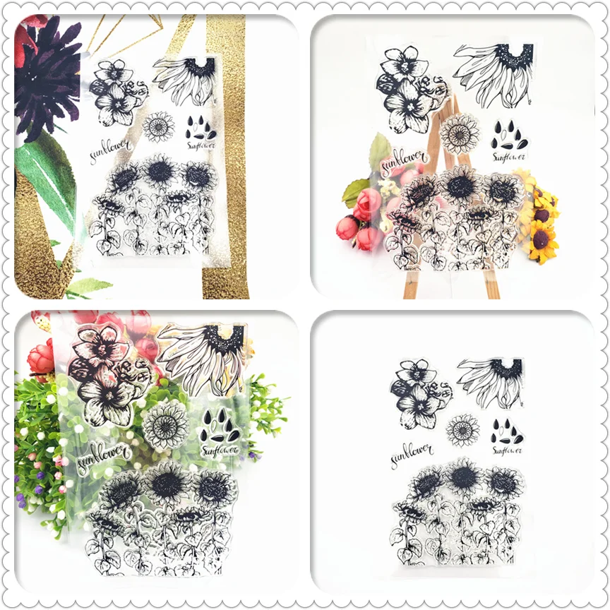 

Rubber Stamps for Scrapbooking Sunflower Field Clear Stamp 2019 Silicone Seals Craft Stencil Album Card Making Decoration Sheet