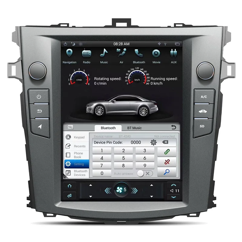 Sale 10.4" Tesla style Android 9.0 Car DVD Player Stereo GPS Navigation Headunit For Toyota Corolla 2007-2013 Satnav Multimedia Audio 4
