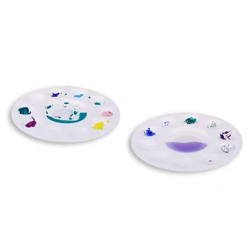 

HOT-24 Pcs Round Paint Tray Palette Paint Holder Tray 11 Wells 6.7 Inch for DIY Craft Professional Art Painting