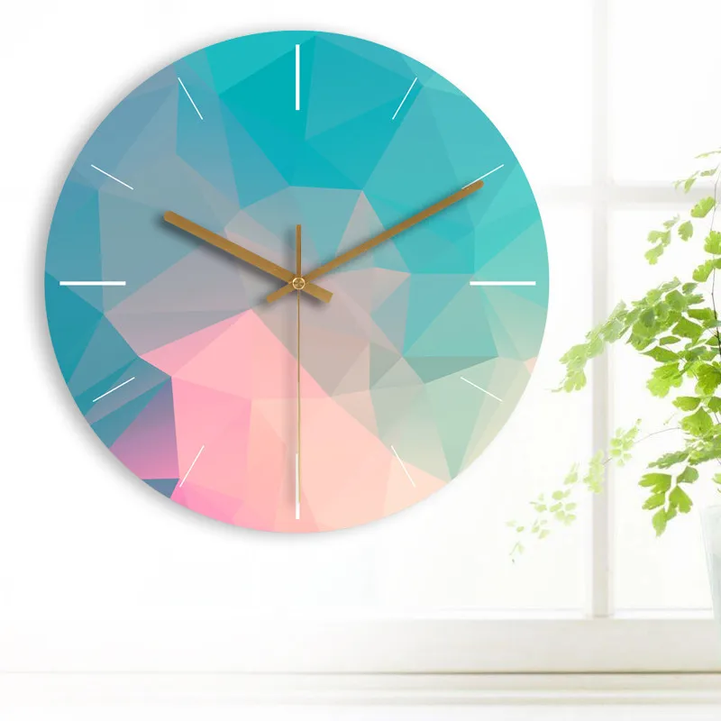 

10 Inch Nordic Fashion Colorful Creative Wall Clock Wooden Home Decoration Wall Clock Modern Minimalist Silent Metal Round Clock