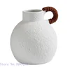 Handmade White Ceramic Vase Handle Retro Continental Scrough Rough Surface Floral Hollow Flower Vase Ceramic Crafts Ornaments 6