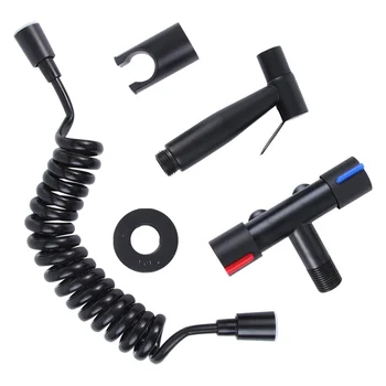 

1 Set Toilet Faucet Dual-purpose Bidet Spray Head Double Control Spray Nozzle for Home Use (Black)