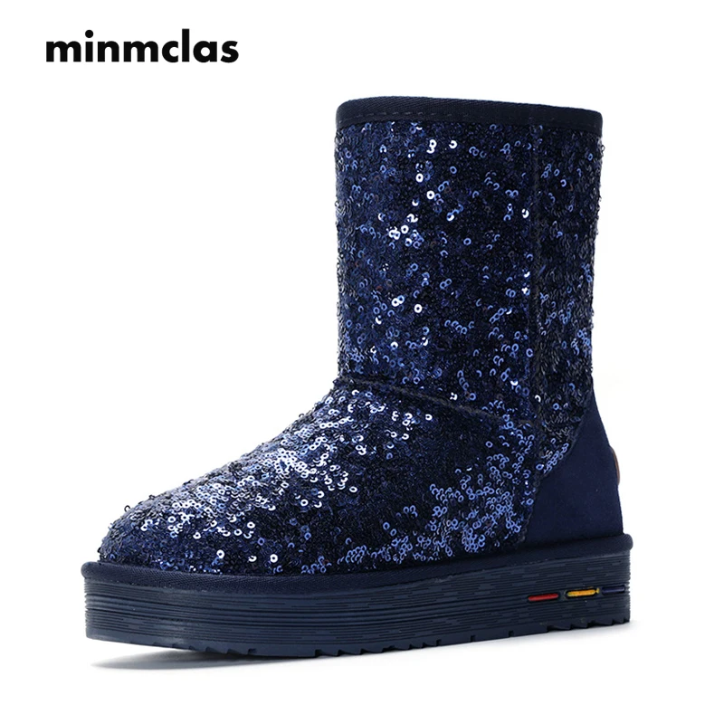 Minmclas/женские зимние ботинки Уличная обувь Зимние короткие с металлическими