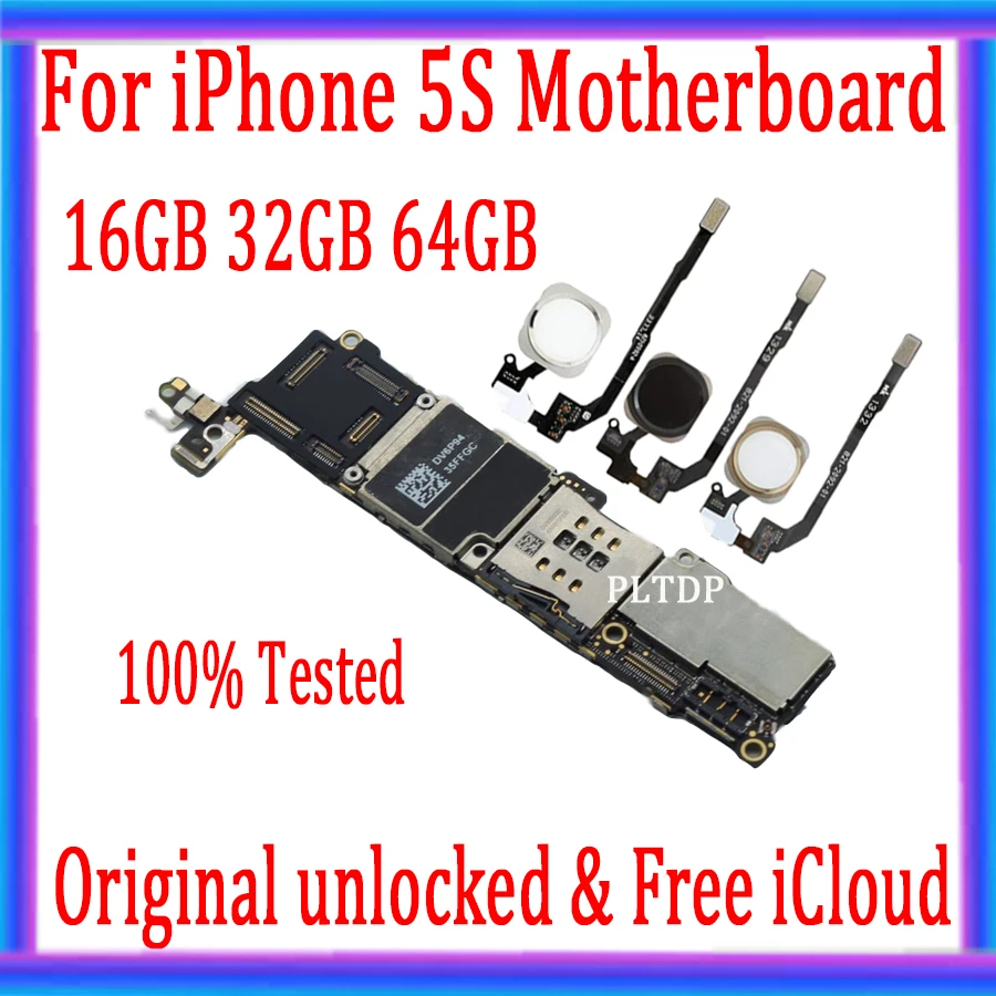 Бесплатный iCloud для iphone 5S материнская плата 100% оригинальная разблокированная