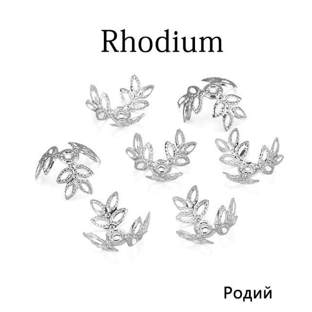 16x16mm Metallic KC Gold Three leaves Spacer Beads End Cap For DIY Jewelry Making Bracelet Findings Supplies