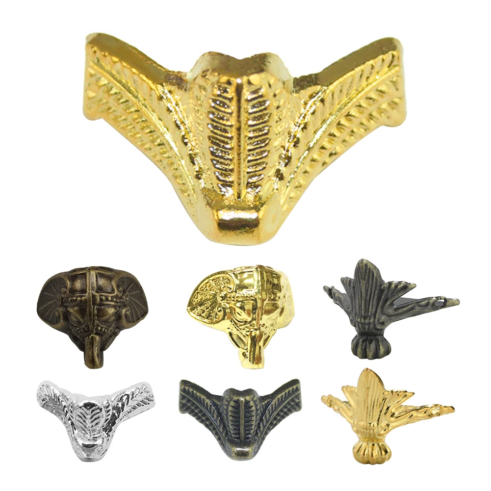 

4pcs Jewelry Antique Elephant Chest Gift Box Wood Case Decorative Feet Leg Corner Guard Decorative Protection Feet Leg material