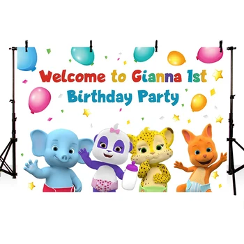 

Kindergarten Photobooth Custom Animals Word Party Backdrops Children Birthday Photography Backgrounds for Photo Studio