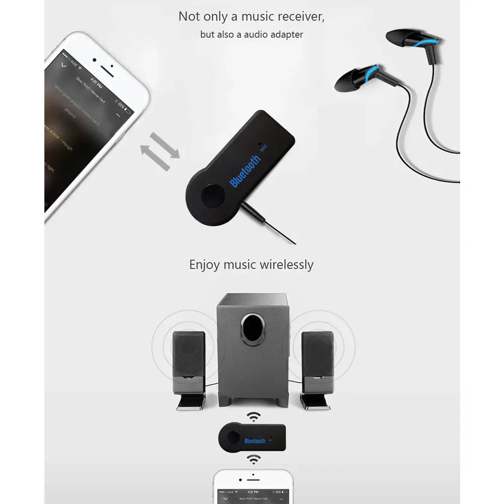 1 шт. беспроводной Bluetooth приемник передатчик адаптер аудио Aux 3,5 мм разъем A2DP для наушников ресивер громкой связи
