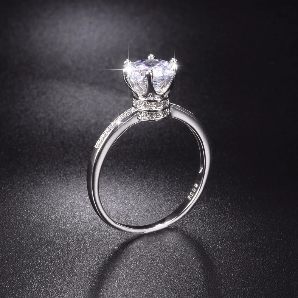 Акция! Женское кольцо из серебра 100% пробы с имитацией бриллианта 925 карата|Кольца|