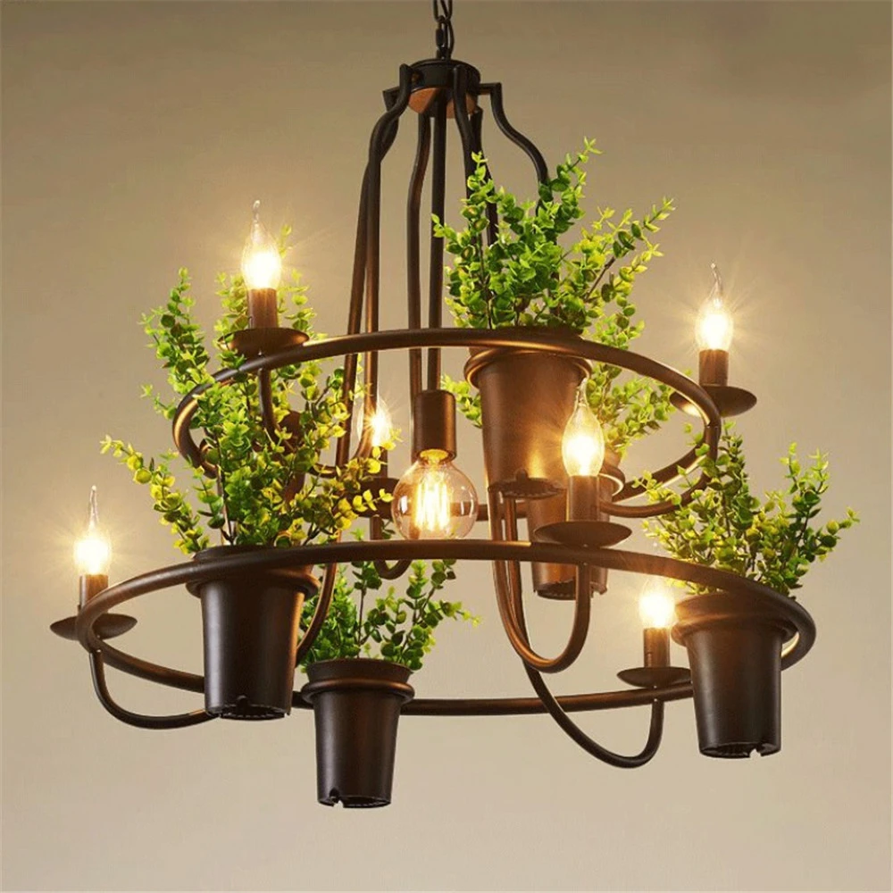 bezoeker Saga Langskomen 4/7 Nordic Head Plant Pot Art Decor Chandelier Dia 50/70 Cm Creative Living  Room Restaurant Cafe Bar Wrought Iron Pendant Lamp - Pendant Lights -  AliExpress