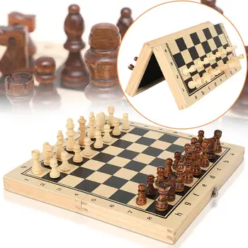 

32pcs Wooden International Chess Piece Parent-Child Interaction Puzzle Toy Gift Children Chess Games Family Activity