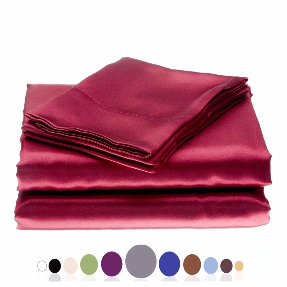 

Silky Soft Solid Matte-Satin Bed Sheet Sets Shiny-Free,Deep Pocket