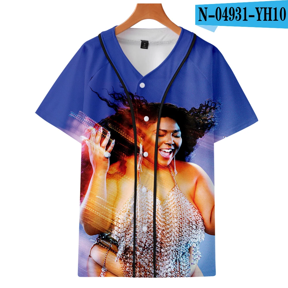 LIZZO летние бейсбольные рубашки с 3D принтом модная повседневная одежда с коротким рукавом, популярная одежда для косплея - Цвет: Серый