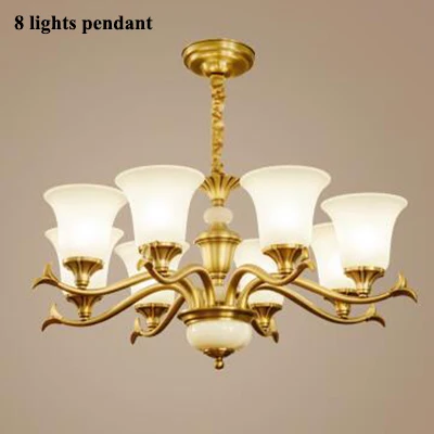 8 lights pendant Современные Lustre медные светодиодные люстры освещение для гостиной, стеклянная люстра со светодиодами для столовой подвесные светильники - Цвет абажура: 8 lights pendant