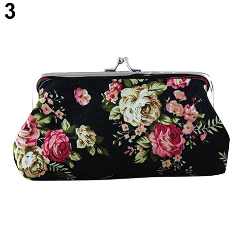 Women's Coin Purse Wallet Key Card Pocket Large Flower Pattern Buckle Retro Women's Student Mini Purse Handbag