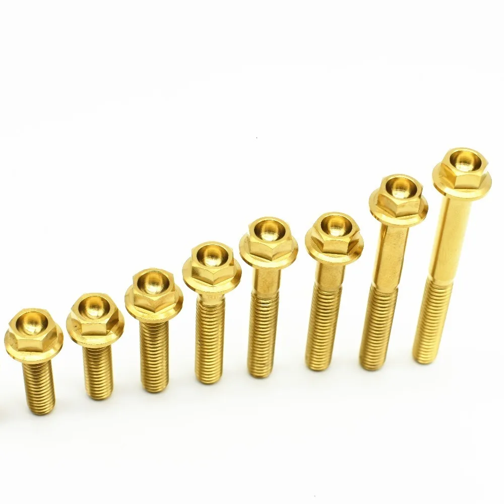 Titanium bolts M6 flange head Gold color  (13)