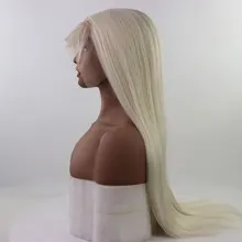 Bombsell 13x6 дюймов Кружева синтетический парик фронта шнурка натуральный белый прямой термостойкий волокно средний пробор Детские волосы для женщин