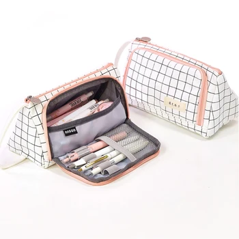 

Makaron Double Pencil Case Large Capacity zipper Pencil Bag School portable pen Box Pencils Pouch Stationery Supplies