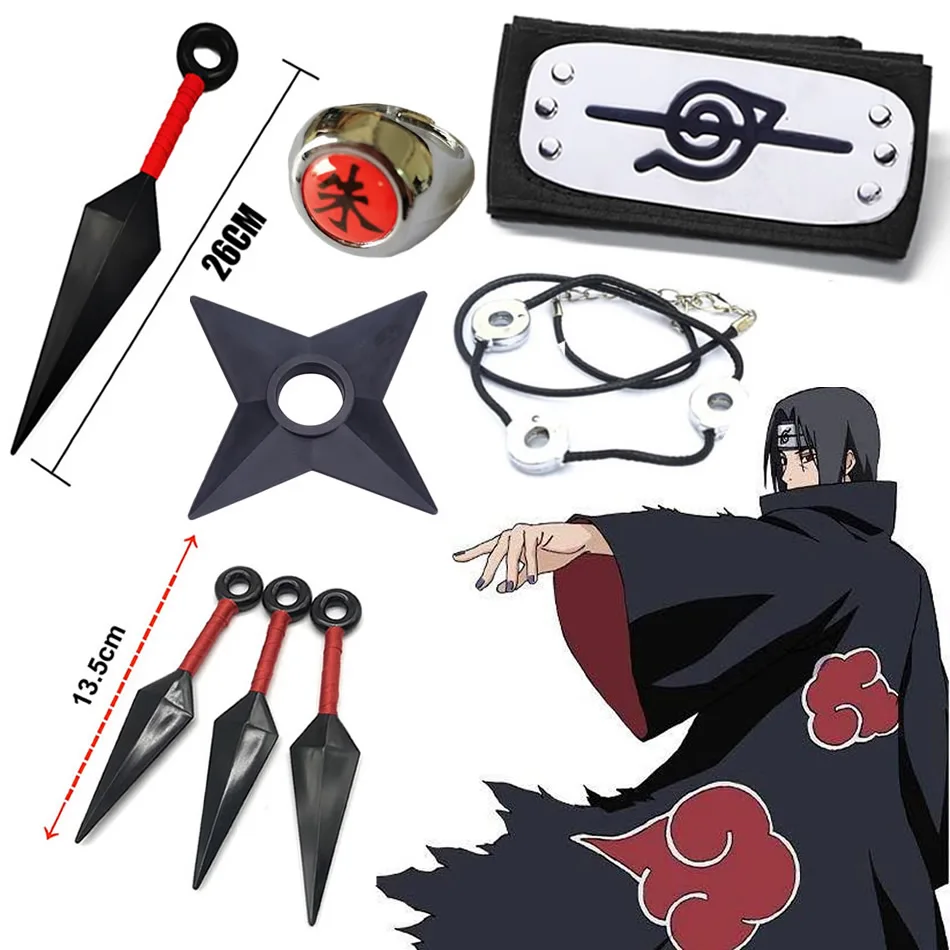 Anime Naruto Set Cosplay Uchiha Itachi Kunai Mask Gloves Ninja Accessories Kakashi Action Figure Prop Stuff Model Kids Toys Gift | Игрушки и