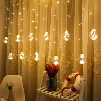 

Christmas Tree Round Bell String Light LED Christmas Decor For Home Hanging Garland Ornament 2020 Navidad Xmas Gift New Year