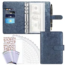 

A6 Budget Binder Money Saving Cash Envelope Planner with 8 Binder Zipper Pockets,12 Expense Budget Sheets and 2 Label Stickers