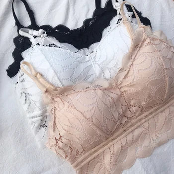 

Lace Underwear French Sexy Tube Top Beauty Back Bottom Wrapped Chest Beauty Back Solid Color Jacquard Camisole QHAG