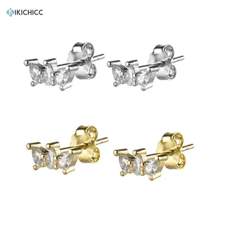 

Kikichicc 925 Sterling Silver Three Queen Stud Earring Luxury Zircon Special Mini Ear Jewelry European Ladies Special Statements