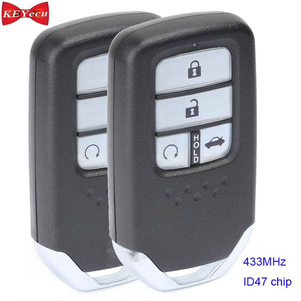 KEYECU 2 шт. для Honda Civic дистанционный брелок KR5V2X 433 МГц ID47 чип P/N: 72147-TEX-Z01, 72147-TEX-Z012-M1