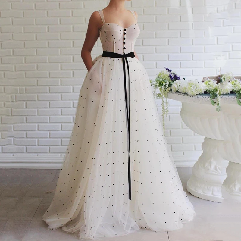 US $88.95 Eightree 2020 Fairy Prom Dresses With Pocket Spaghetti Appliqued Tulle Evening Dress A Line Formal Party Gown Robe De Soiree