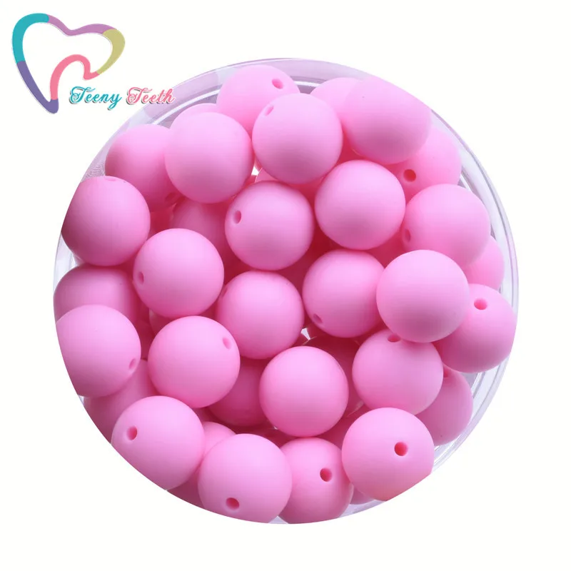 

Teeny Teeth 10 PCS Pink Silicone 9-15 MM Eco-friendly Sensory Teething Necklace Food Grade DIY Jewelry Baby Teethers Round Beads