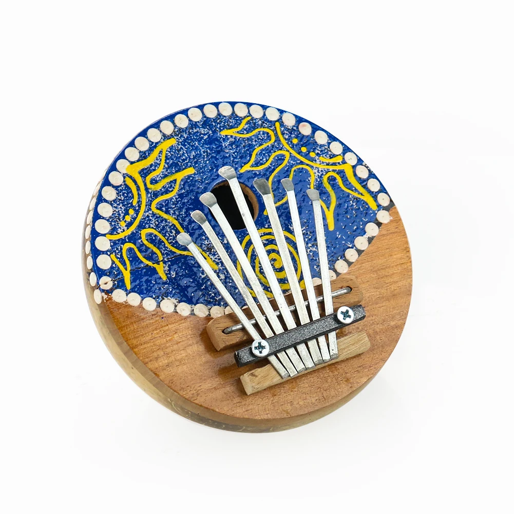 7 Keys Kalimba Thumb Piano Natural Coconut Shell Creative Colorful Painted Body Beginner Playing Musical Instrument Child Gifts