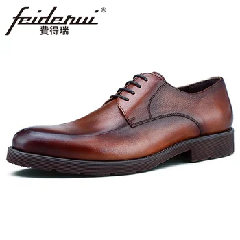 

Classic Design Genuine Leather Handmade Men's Welted Footwear Round Toe Laces Man Formal Dress Suit Business Shoes HQS360