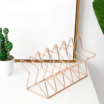 

Nordic Style Ornaments Triangle Rose Gold Book Stand Metal Telescopic Folding Bookshelf Magazine Rack