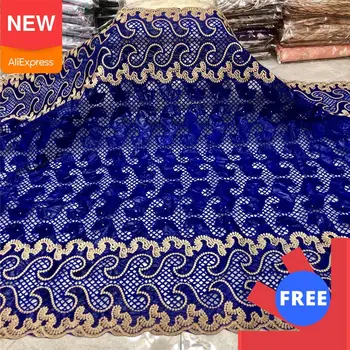 

Royal blue Bazin Riche Fabric African Lace Fabric High Quality Lace Wedding Nigerian Bazin Brode Fabrics For Dress sewing BL352