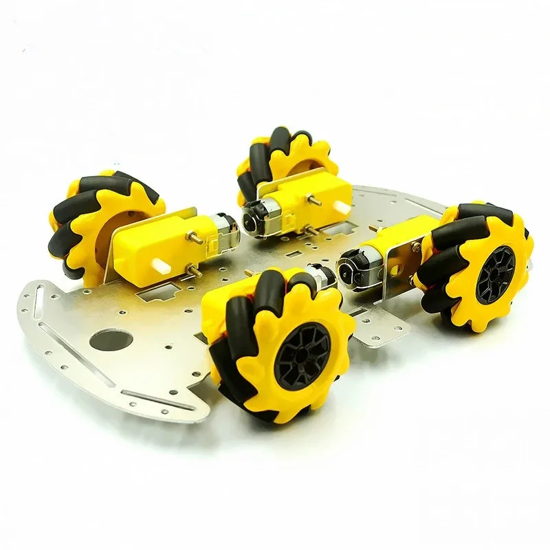 4WD DIY Ultrasonic Intelligent Obstacle Avoidance Smart Car Kit Mecanum Wheel Aluminum Alloy Trolley Chassis for Arduino