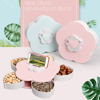 

Mobile Phone Bracket Multi-Function Rotating Candy Box Heart Shaped Festival Creative Folding Candy Storage Box Snacks Plastic