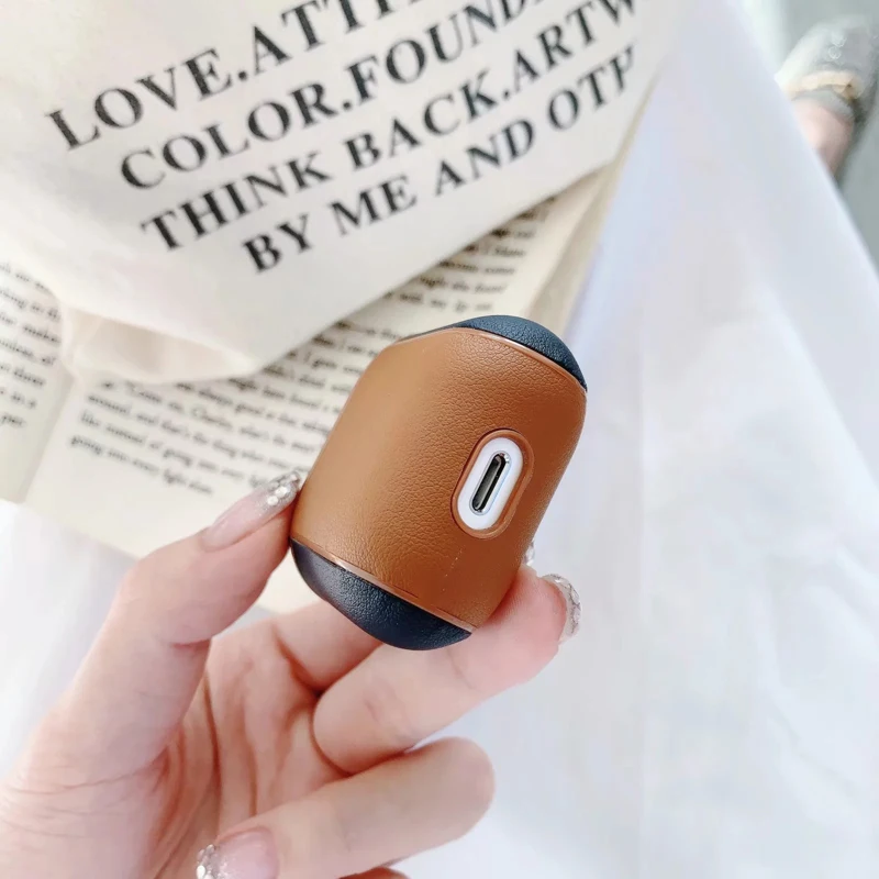 Контрастный ЦВЕТНОЙ наушник чехол для гарнитура для airpods чехол кожаный чехол для наушников для Air Pods 1 2 сумка для наушников