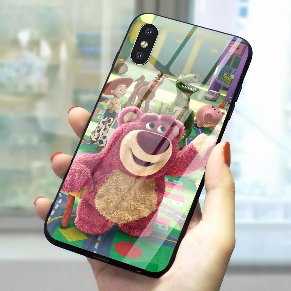 Мультяшный мягкий чехол Lotso из закаленного стекла для телефона iPhone 7 Case 5 5S SE 6 6S 8/6 8