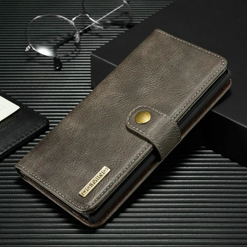 DG. MING 2 в 1 Магнитный чехол-кошелек для samsung Galaxy Note 10+ чехол для A10 A50 A70 кожаный чехол для S8 Note 9 S10 E Plus чехол - Цвет: Gray