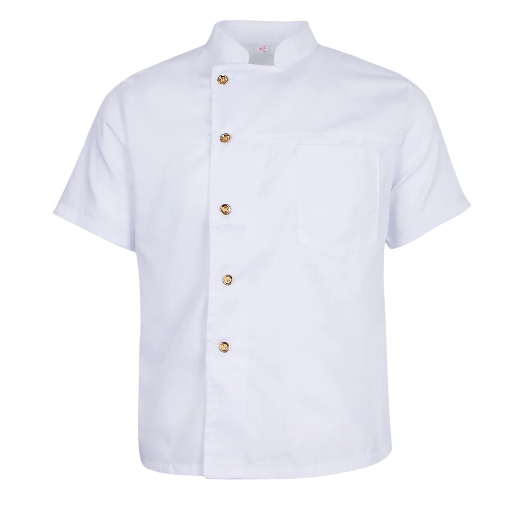 Для женщин и мужчин шеф-повара куртки пальто рубашка с короткими рукавами кухня Униформа летняя шеф-повара униформа официанта