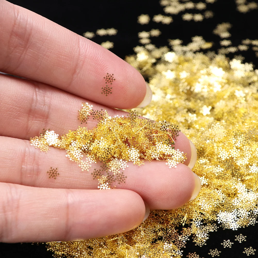 Gold Snowflake Nail Art Decoration Mixed 90pcs DIY Manicures Christmas Glitter Sequins Flakes 3D Jewelry Nail Accessories GL889 nail glitter nail decoration nail decorations nail flakes