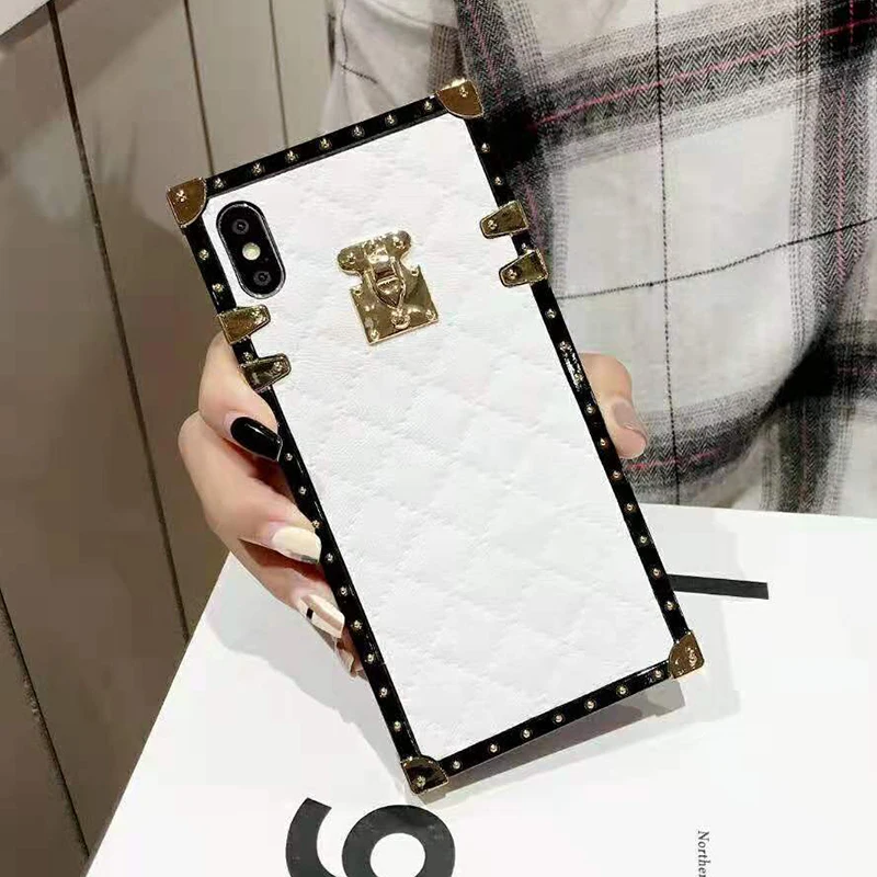 Luxury Cute Small Fragrance Grid Metal Sheepskin Soft Silicone Phone Case for iphone X 7 6s 6 S 8 plus X XS Max XR Fashion Cover (7)