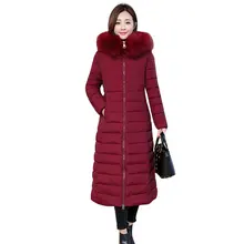 Зимнее пуховое пальто с капюшоном, длинная теплая тонкая женская куртка с хлопковой подкладкой, Casaco Feminino Abrigos Mujer Invierno, стеганая парка, верхняя одежда 8