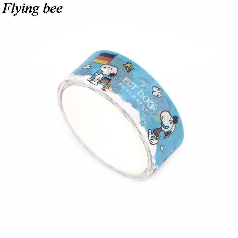 Flyingbee 15 мм X 5 м смешная собака васи лента бумага DIY декоративная клейкая лента Канцтовары Kawaii Маскировочные Ленточные принадлежности X0586