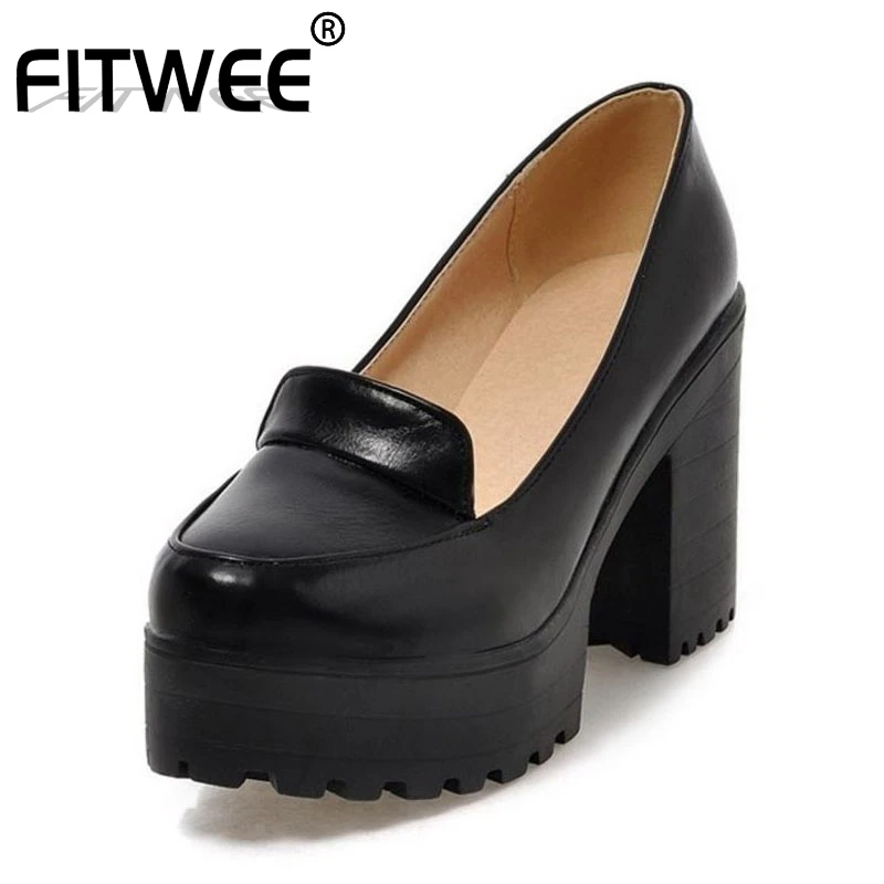 FITWEE плюс размер 34 46 женская обувь женские туфли лодочки офисные на высоком