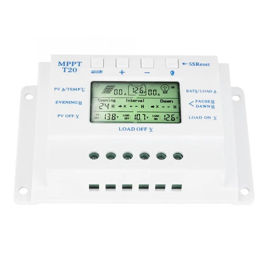 Панели солнечные контроллер заряда PWM 12 V/24 V Авто ШИМ-регулятор ЖК-дисплей Дисплей