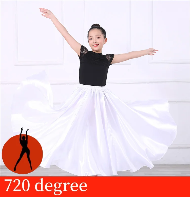 white 720 Flamengo Испания танцевальные костюмы детские фламенко платье для девочек Gypsy живота Испания Юбки Для корриды 360/540/720 градусов SL1446 - Цвет: white 720