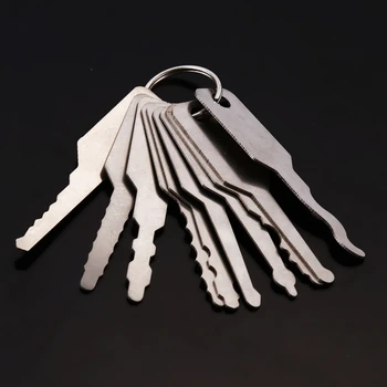 

10Pcs Key Locksmiths Practice Unlocking Tools Practical Stainless Steel Key Extractor Tool Door Opener Lock Opening Tools