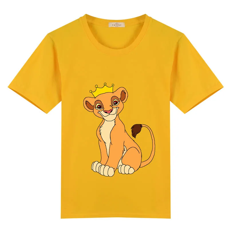 Детская футболка из хлопка с рисунком белого и розового льва simba летние майки для мальчиков и девочек 4, 6, 8, 10, 12 лет