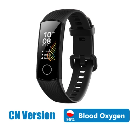 Huawei Honor band 5, смарт-браслет, глобальная версия, кровяный кислород, Смарт-часы AMOLED, huawei, умный Браслет, сердцебиение, ftness, трекер сна - Цвет: CN Version Black